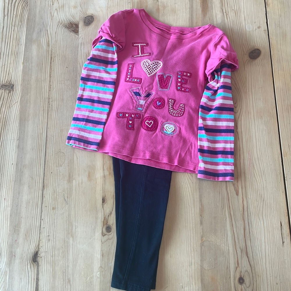 Baby Gap 3T, I Love You Too Shirt & Black HM leggings